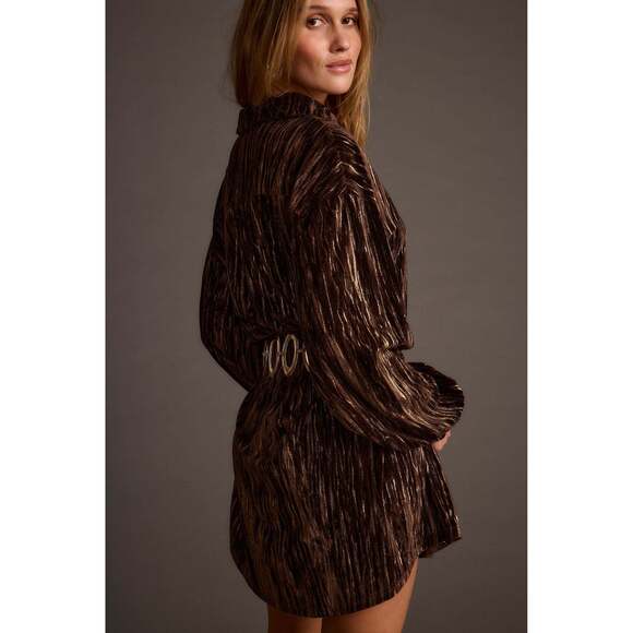 12th Tribe Loretta Espresso Velvet Mini Dress - Picture 3 of 3